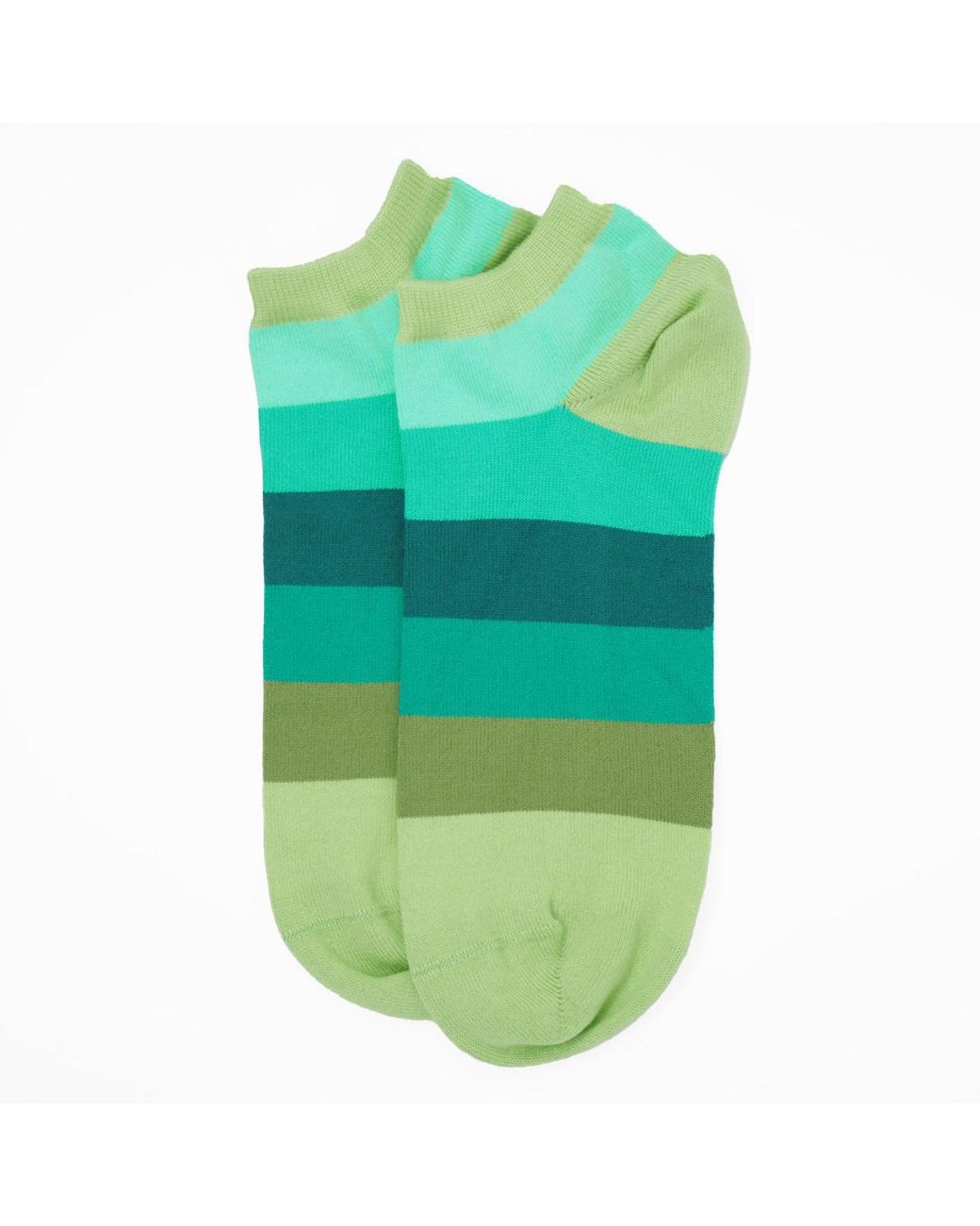 Peper Harow - Made in England Green Block Stripe Trainer Socks Bundle