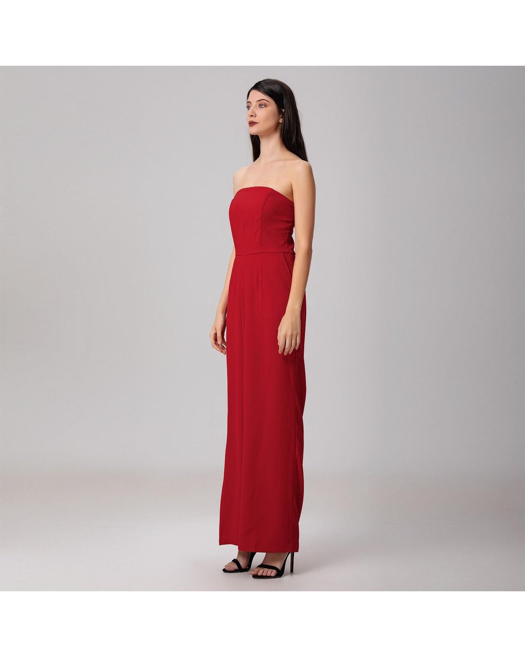 Smart and Joy Red Minimalist Bustier Jumpsuit