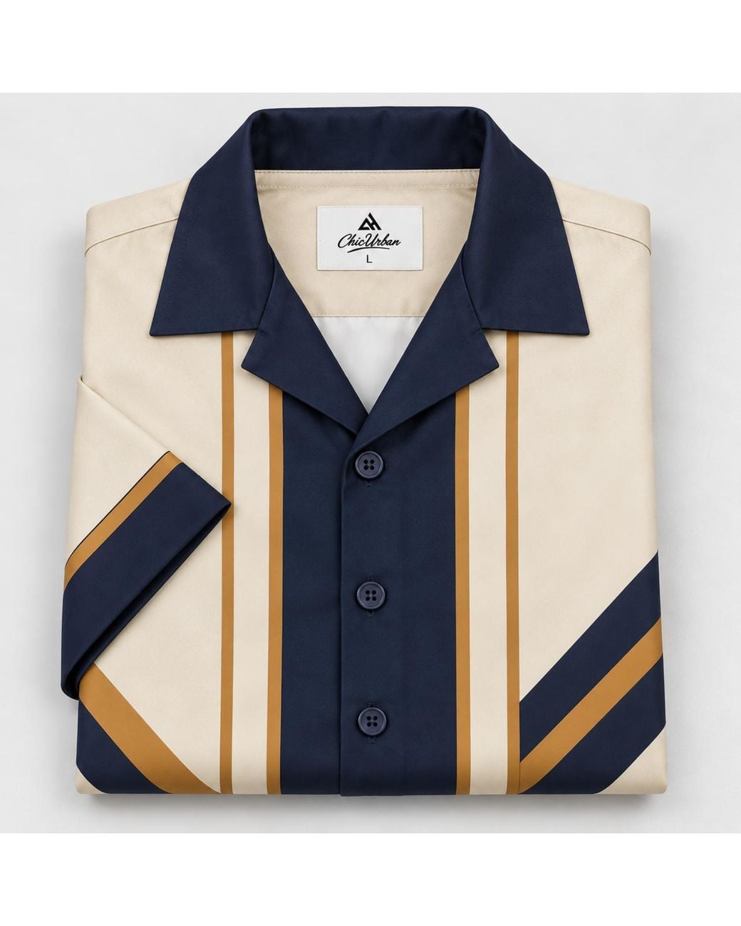 Chic Urban Blue Aurelis Cuban Collar Shirt for men