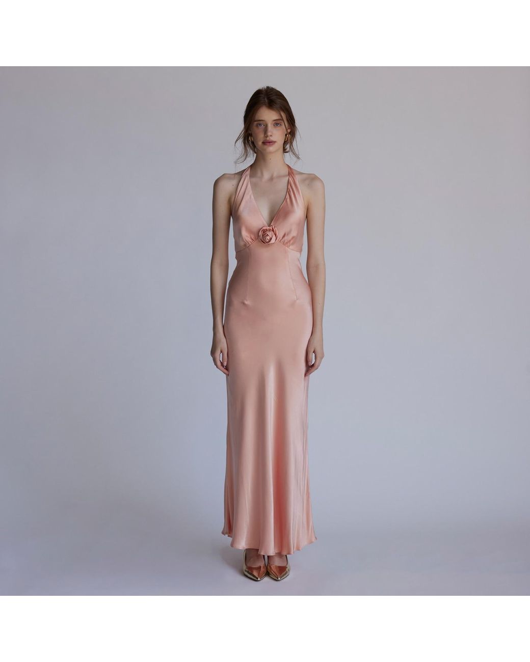 Belsize25 Pink Rosa Series – Coral Dress With Handmade Rose Detail