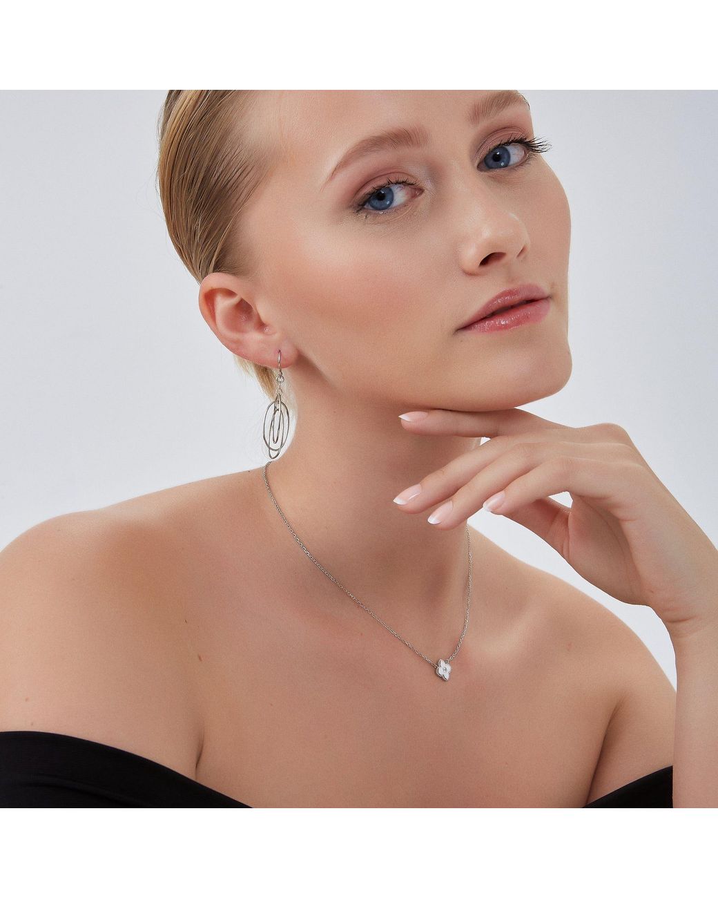 Spero London White Nested Loop 3D Drop Earrings