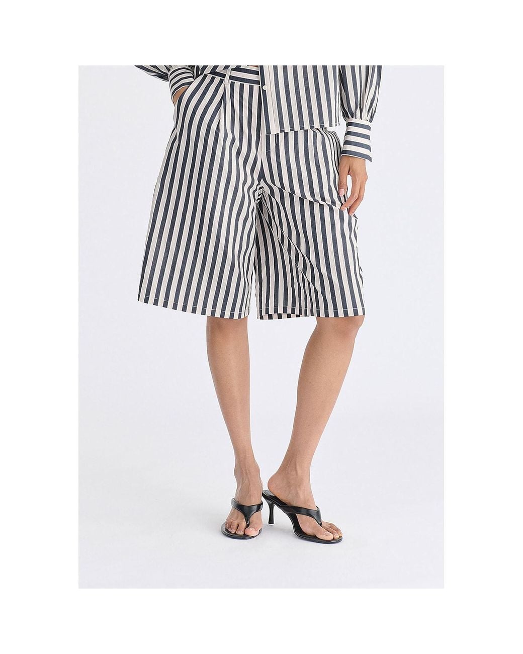 Paisie Blue Striped Bermuda Shorts