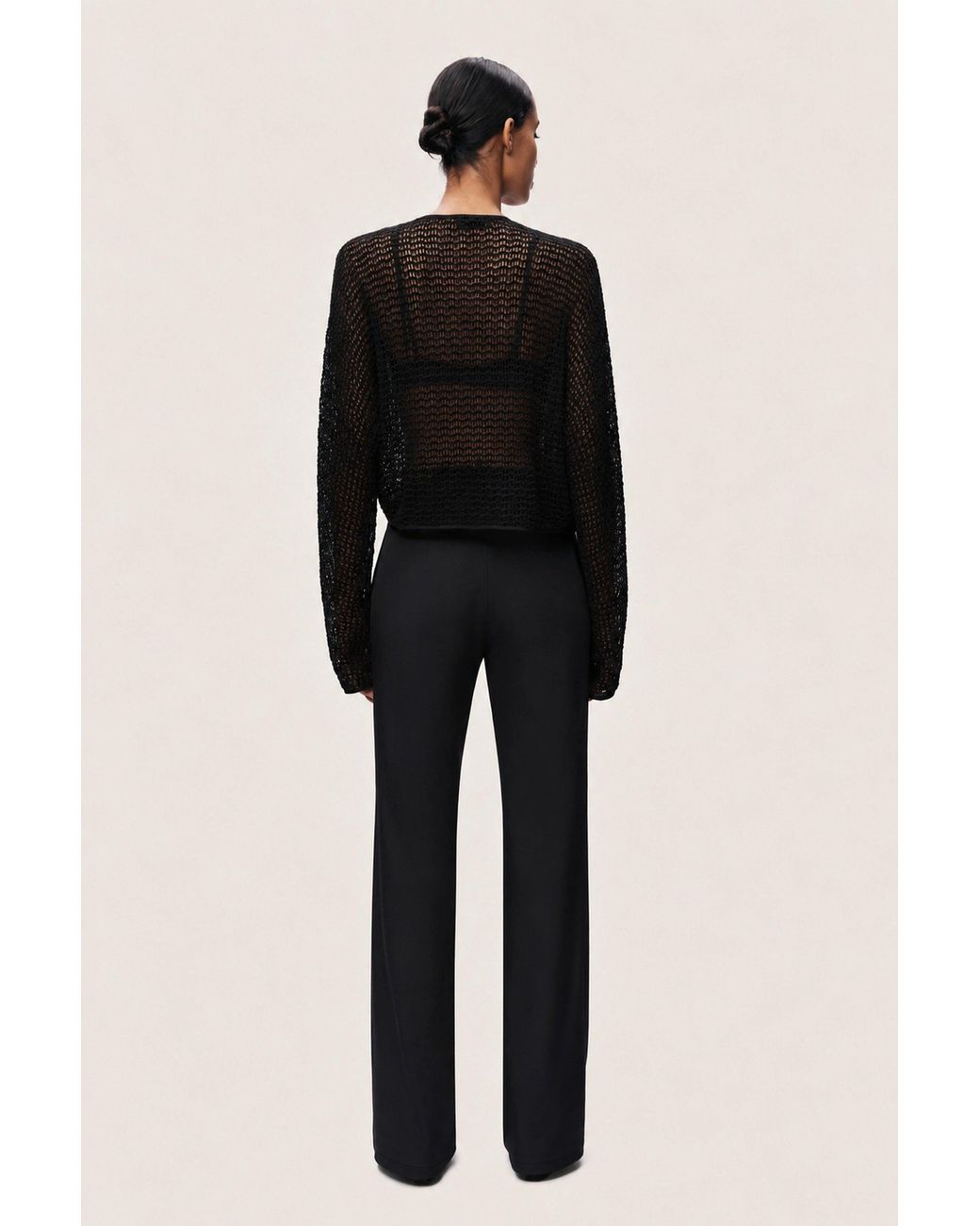 Nocturne Black Wrap Mesh Blouse