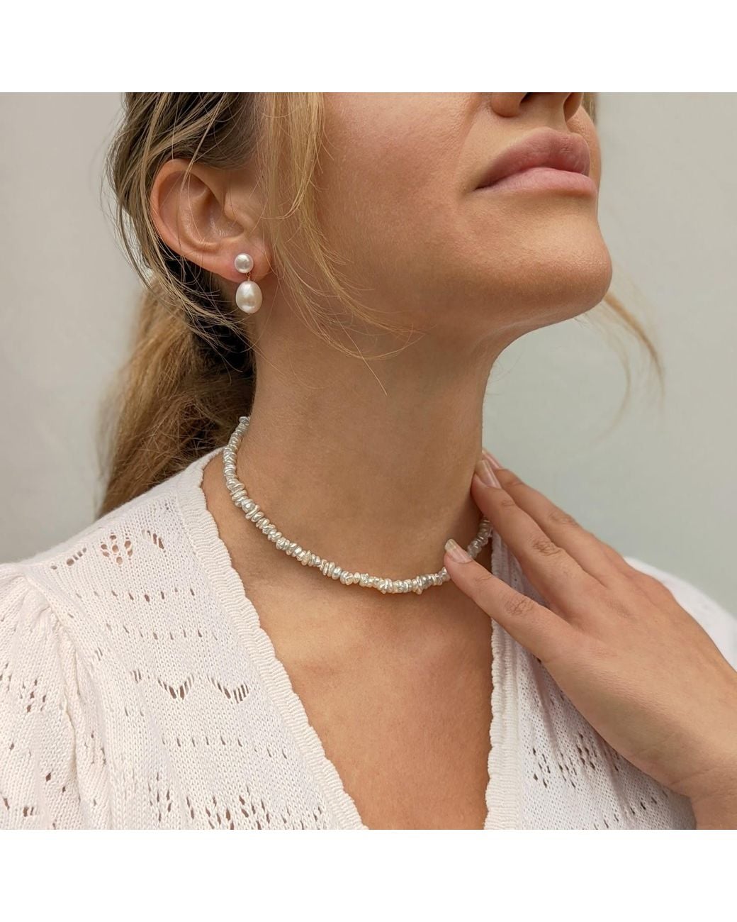 Kiri & Belle Metallic Ayla Irregular Keshi Pearl Filled Necklace