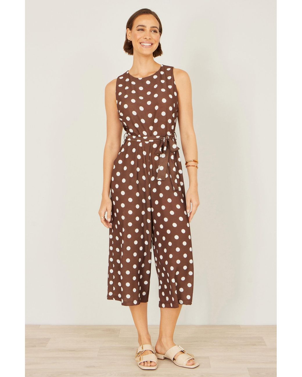 Yumi' Red Polka Dot Culotte Jumpsuit