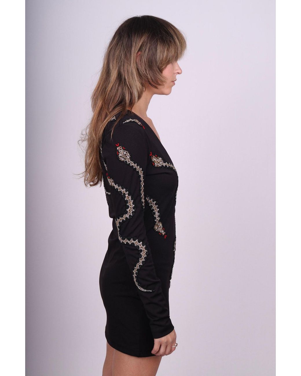 Any Old Iron Blue Beaded Snaketacular Mini Dress