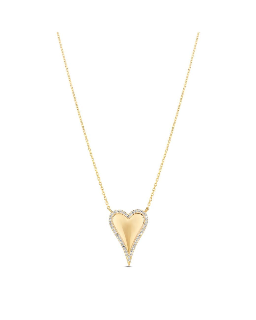SHYMI Metallic Pave Outline Heart Necklace