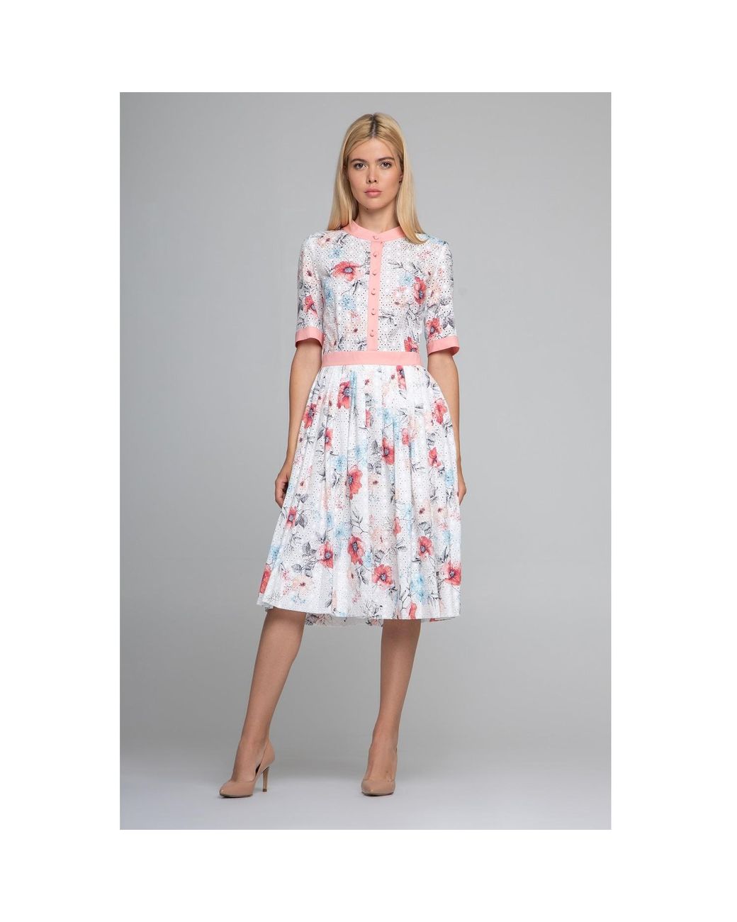 Rumour London Multicolor Toscana Floral Print Broderie Anglaise Midi Dress
