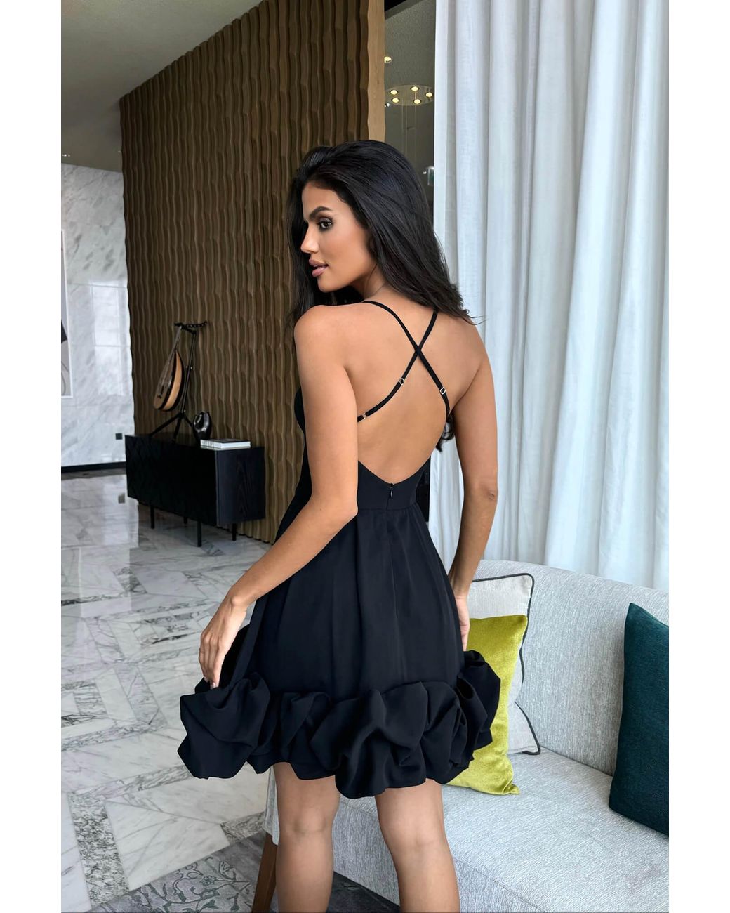 POST MERIDIEM Blue Backless Bustier Mini Dress