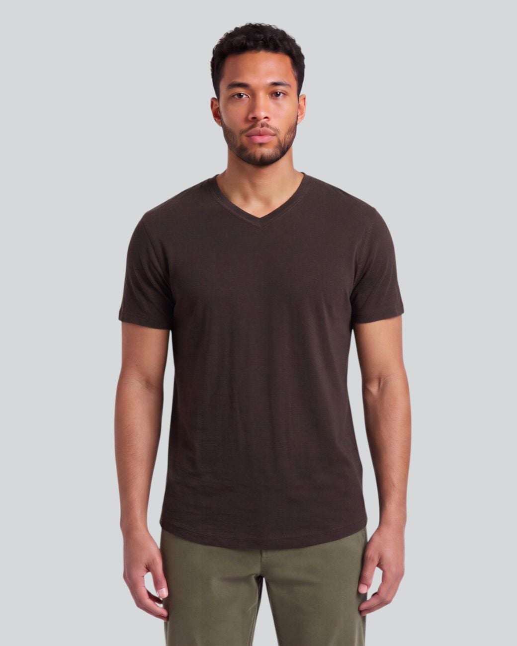 Lords of Harlech Black Victor Brownie Extra-Fine Merino V-Neck Tee for men