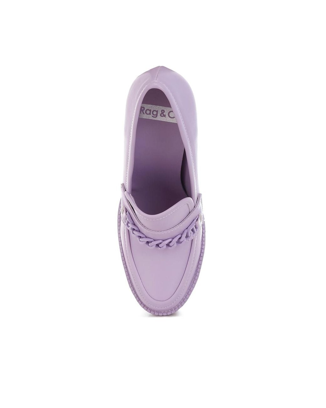 Rag & Co Purple Corinne Lilac Chain Embellished Chunky Loafers