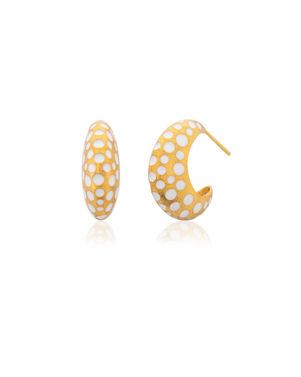 Milou Jewelry White Perforated Hoop Earrings