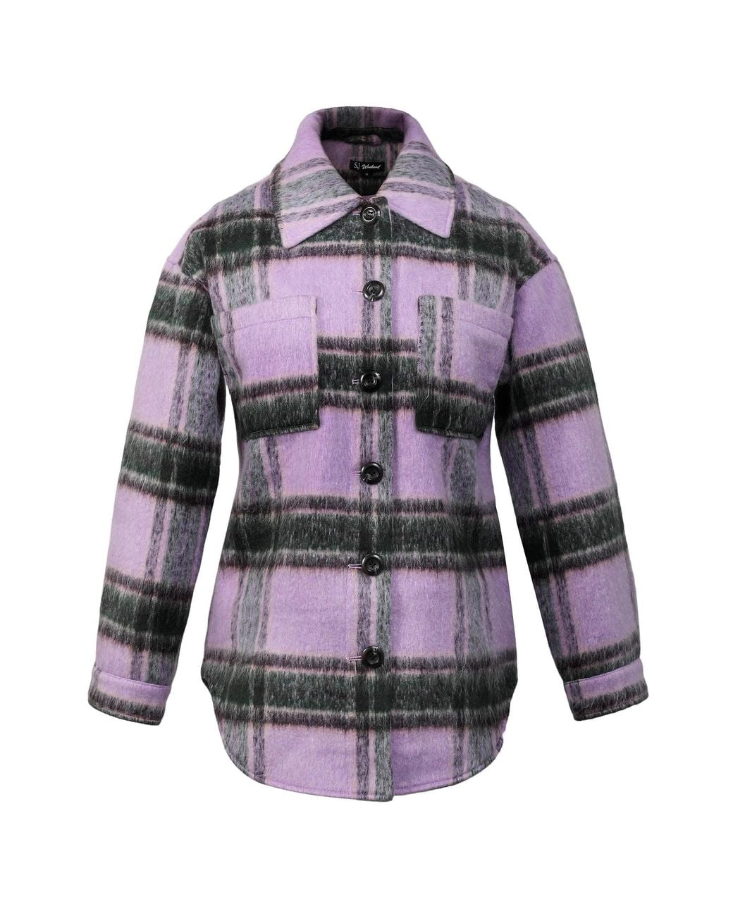 Smart and Joy Multicolor Oversized Tartan Polyester Shirt Jacket