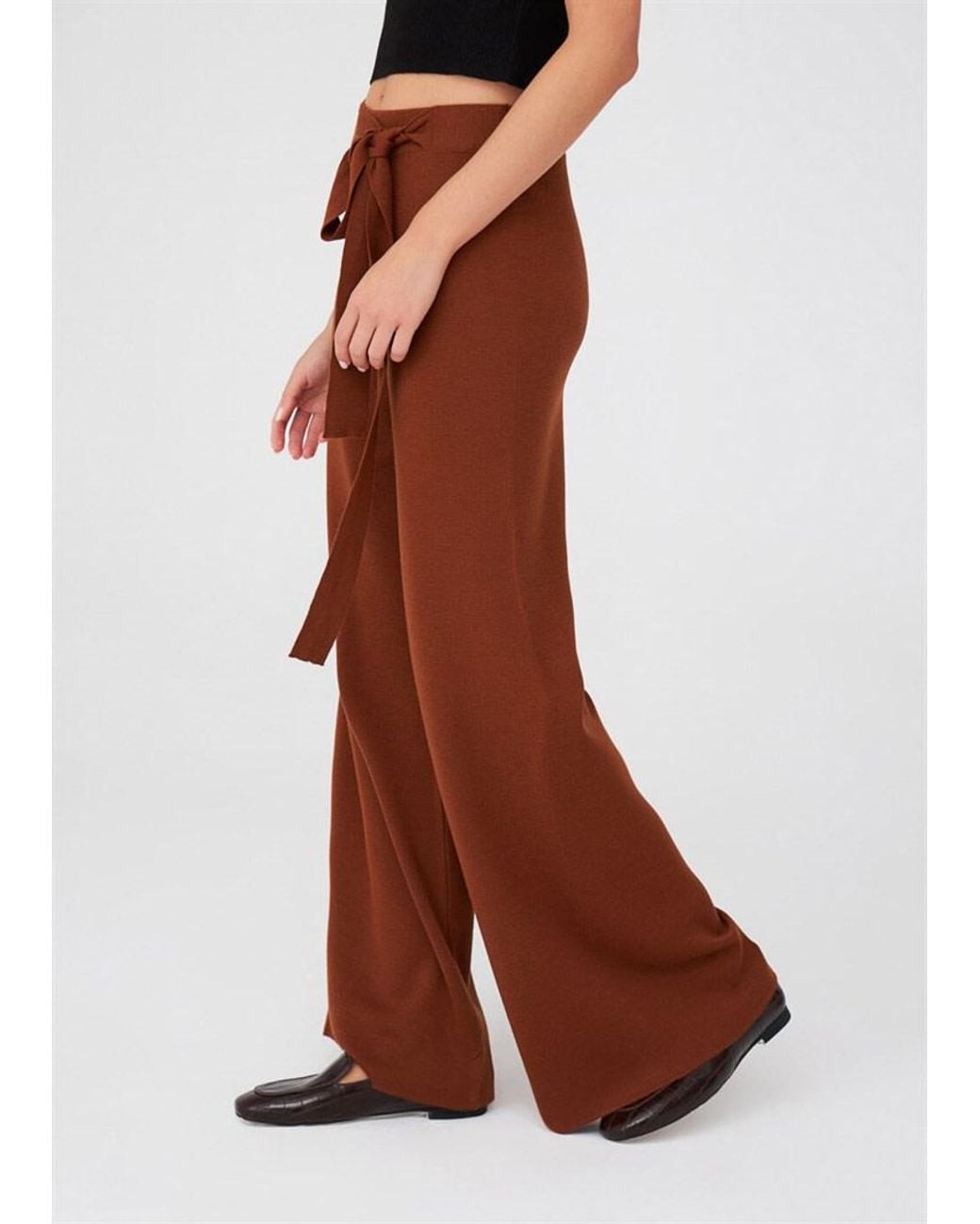 Peraluna Brown Bell Bottom Knit Trousers
