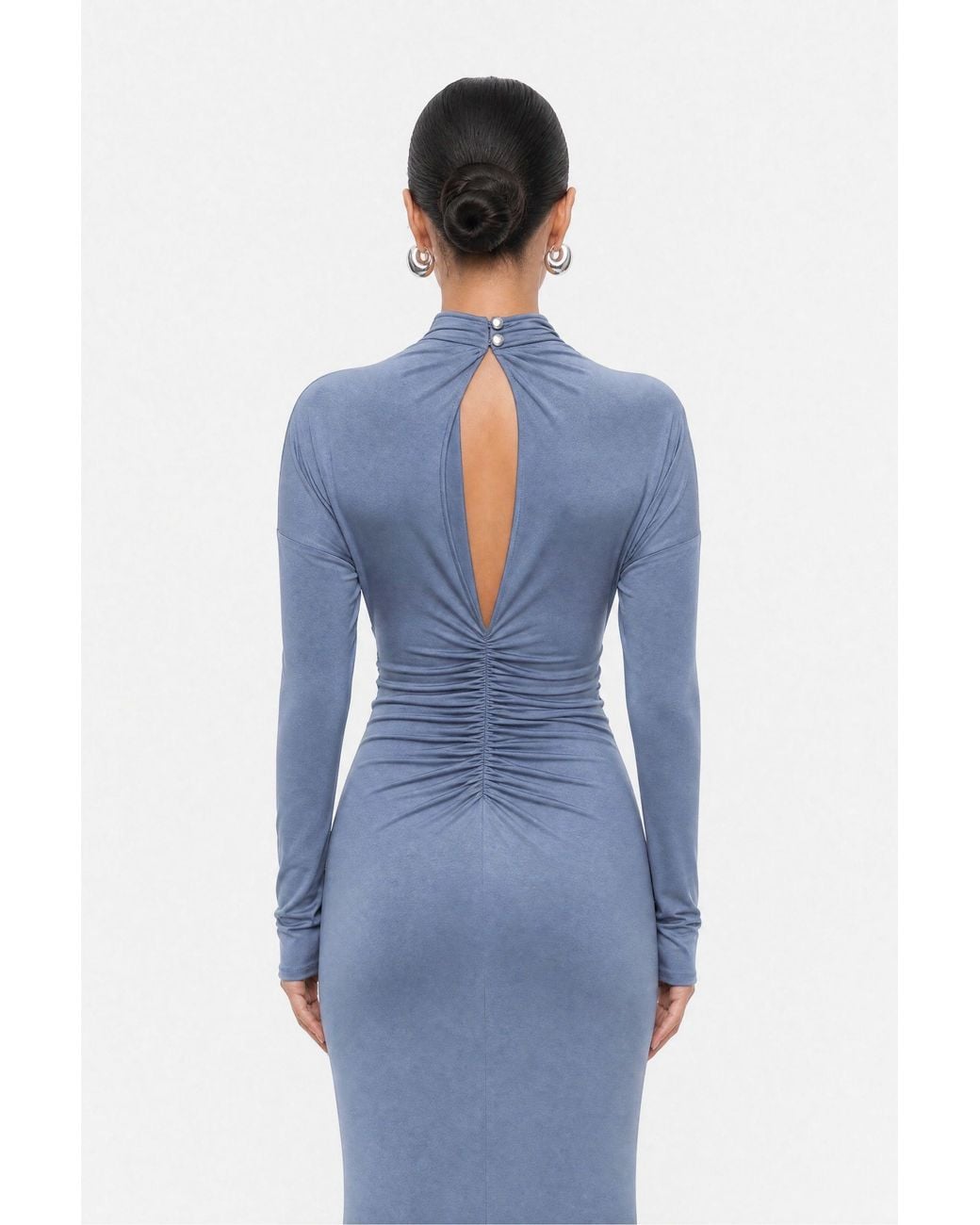 Nocturne Blue Stone Detail Draped Maxi Dress