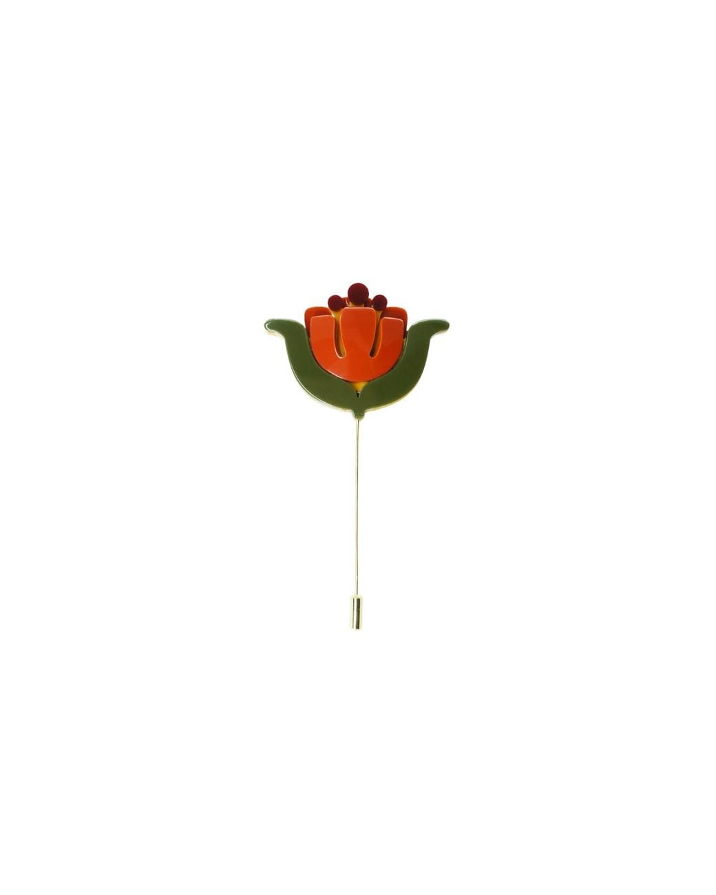Gissa Bicalho White Brooch Stem Pequi Flower Cinnamon