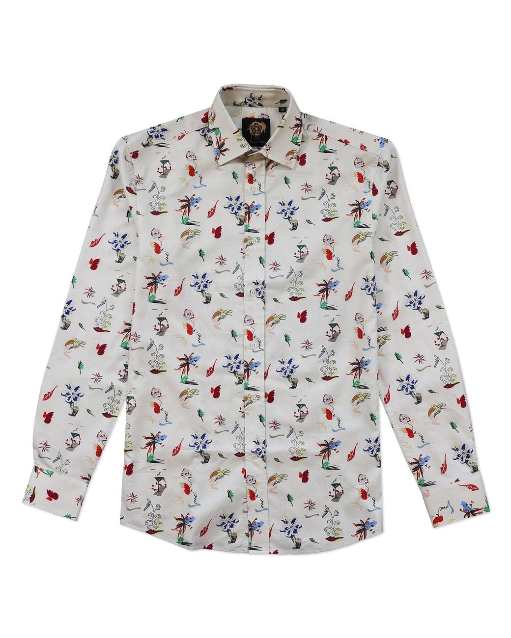 Gresham Blake White Neutrals Cream Scatter Print Shirt for men