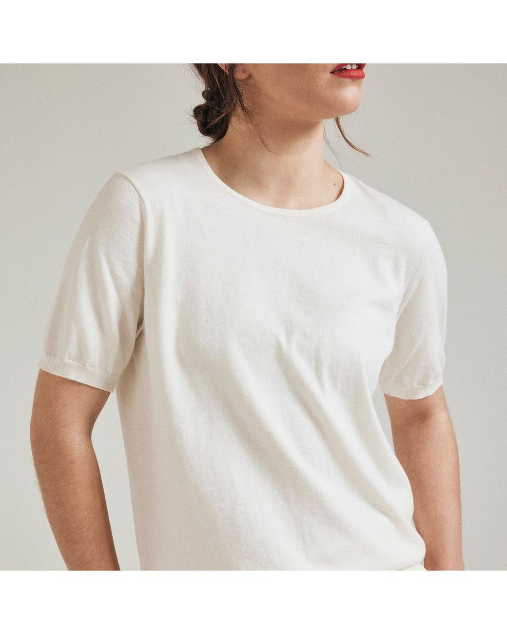 Salts Cashmere White Short Sleeved Knitted Tee for men