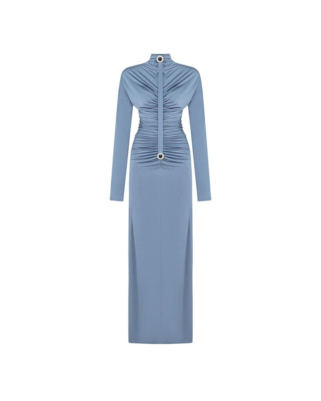 Nocturne Blue Stone Detail Draped Maxi Dress