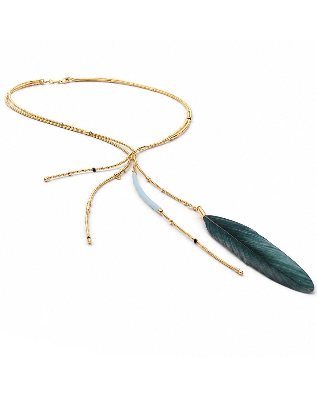 Adha Zelma Blue Nek'Soo Current Dentalium Shell Statement Necklace