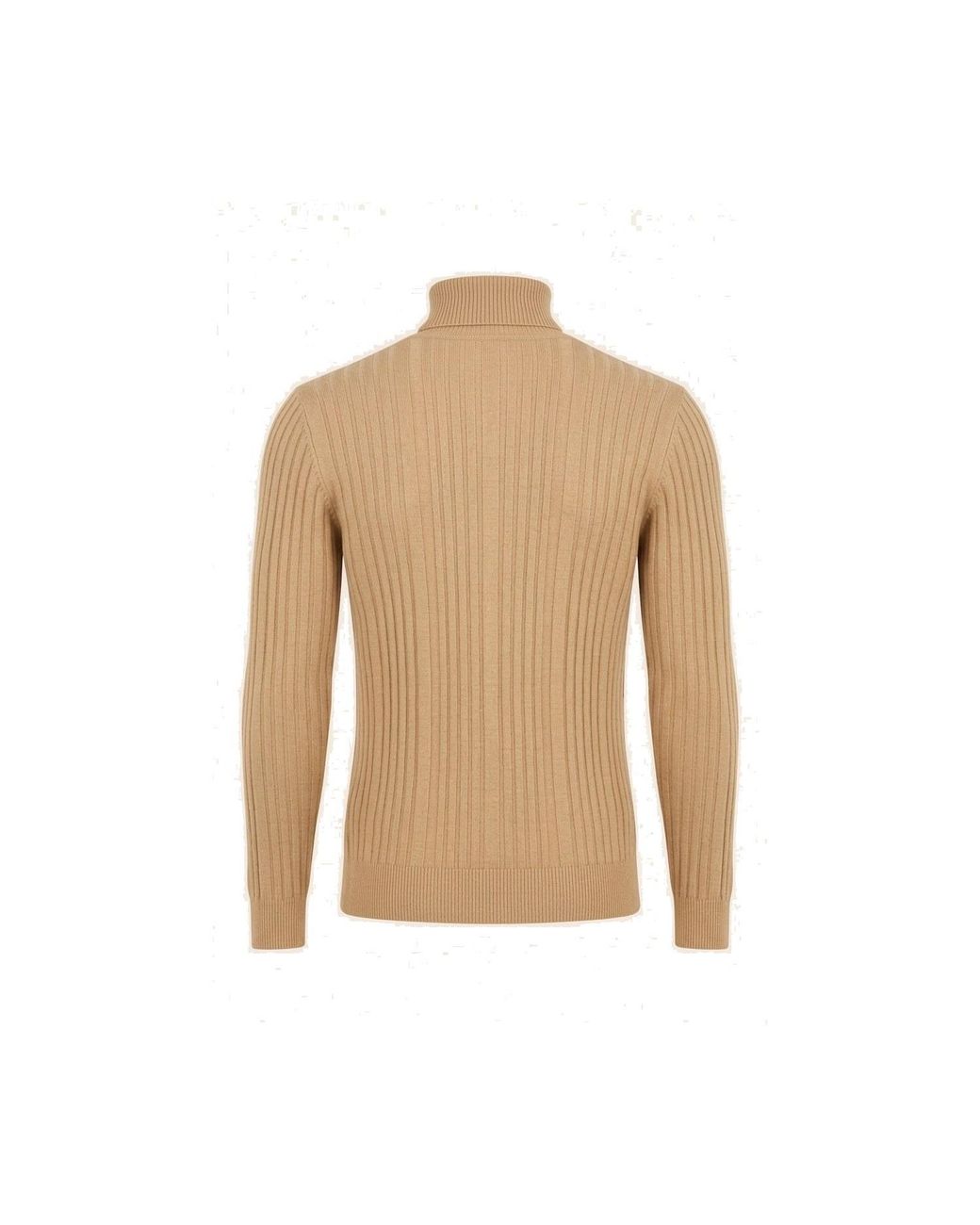 Ron Tomson Natural Neutrals Roll Neck Ribbed Sweater for men