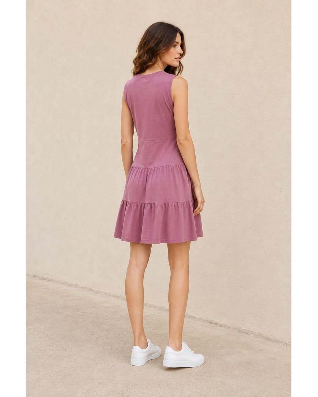 Conquista Purple Dusty Rose Sleeveless Jersey Dress
