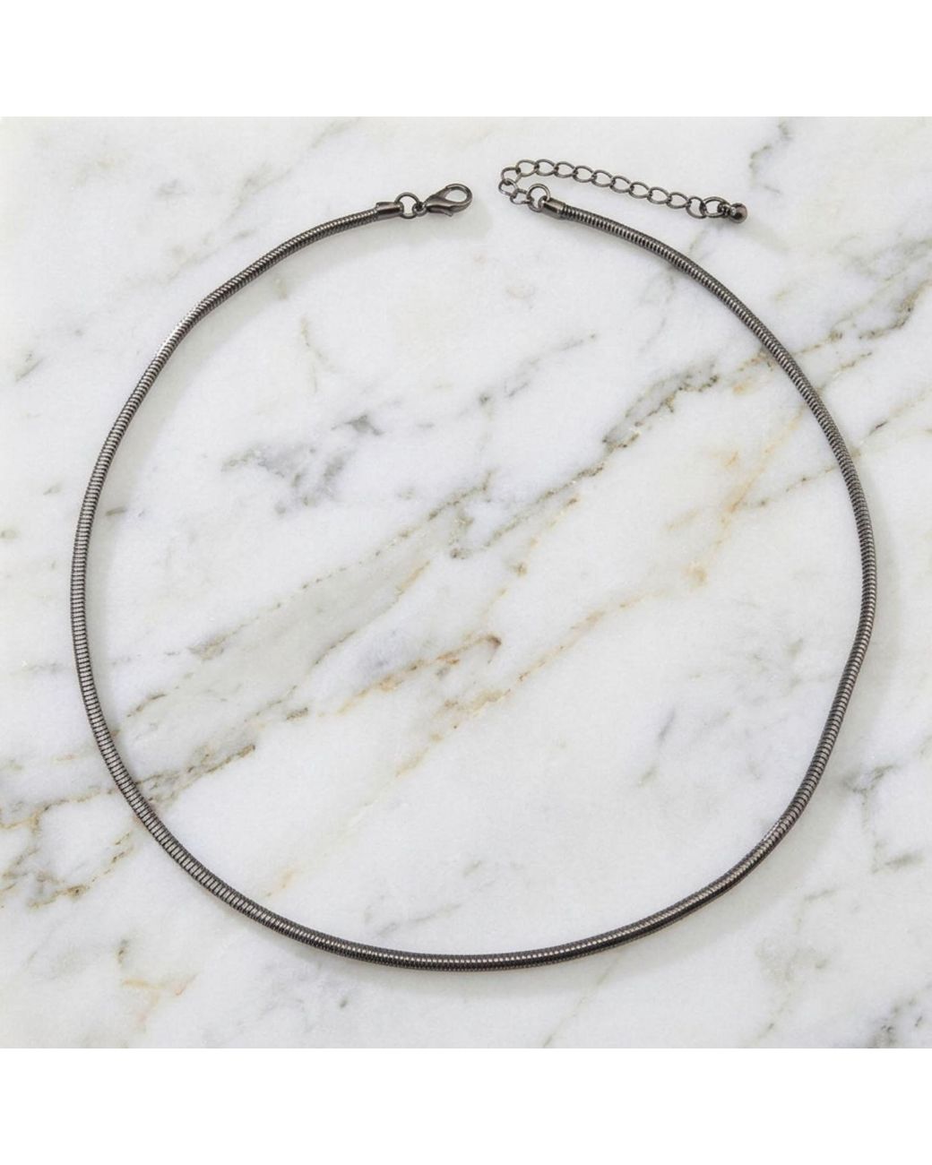 Bellus Domina Metallic Rhodium Plated Sterling Snake Chain Necklace