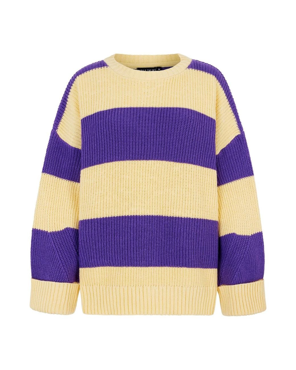 Cara & The Sky Purple Rhiannon Recycled Cotton Chunky Stripe Jumper