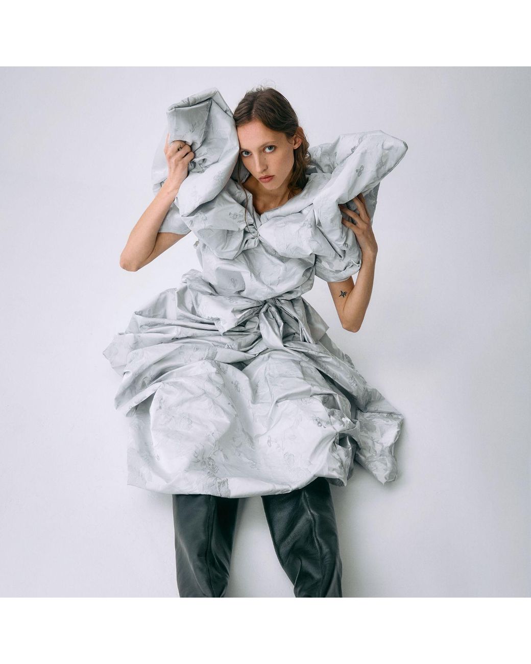 Miro Misljen Gray Sculptural Wrap Dress