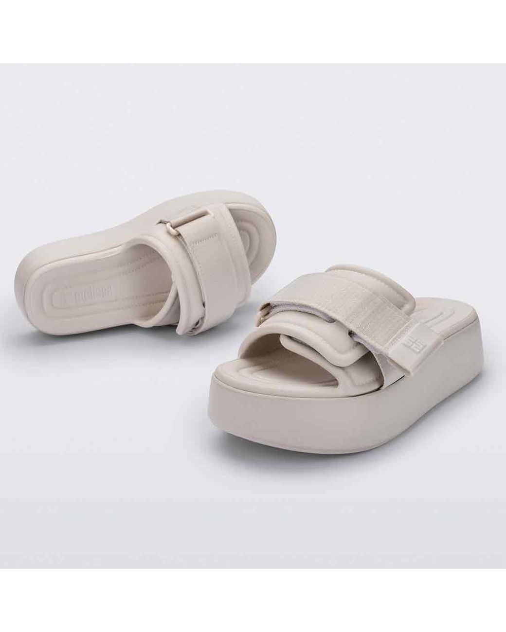 Melissa White Neutrals Free Fuzzy Slide Platform