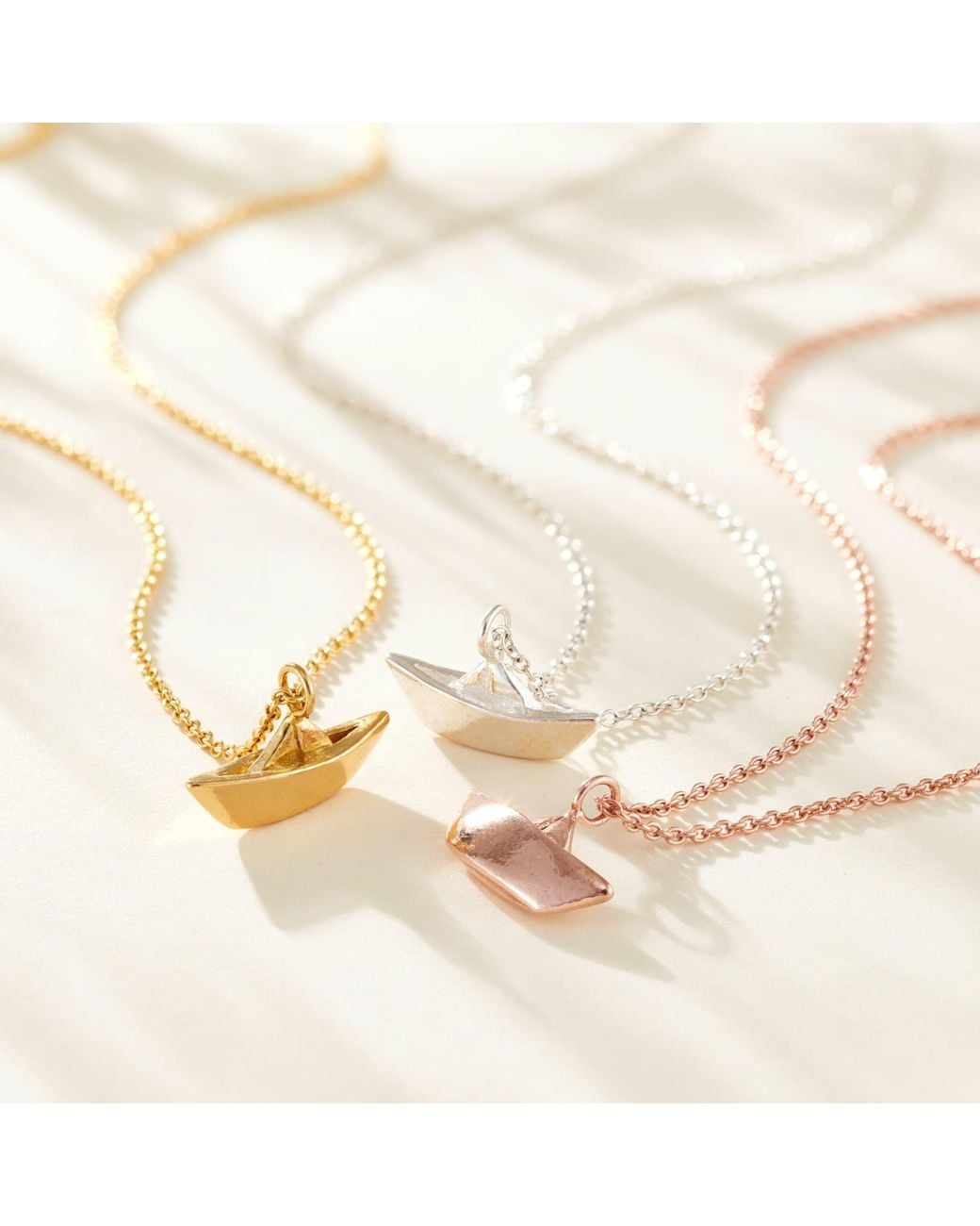 Posh Totty Designs Metallic Sterling Origami Boat Charm Necklace