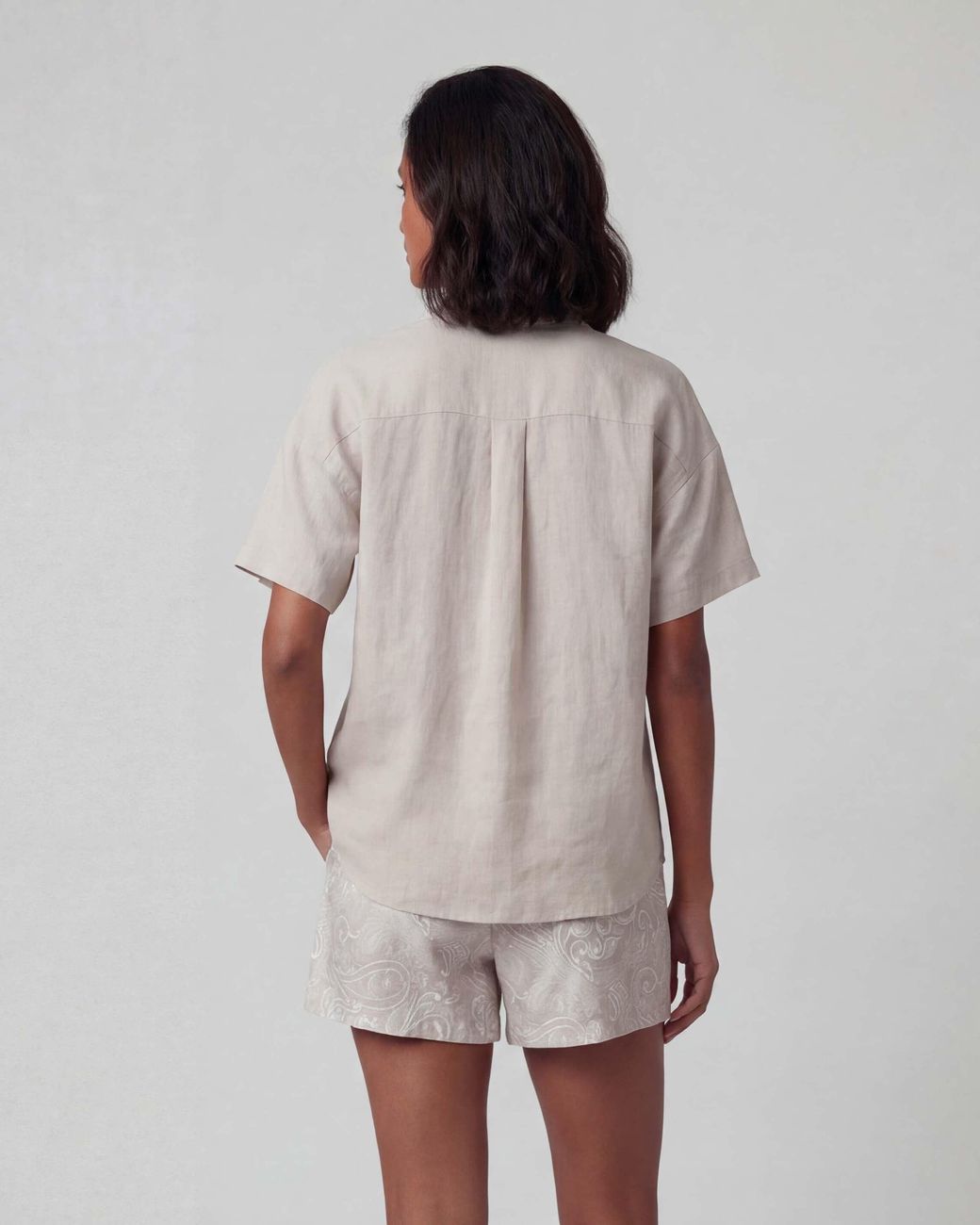 Lords of Harlech Gray Neutrals Lara Natural Linen Shirt