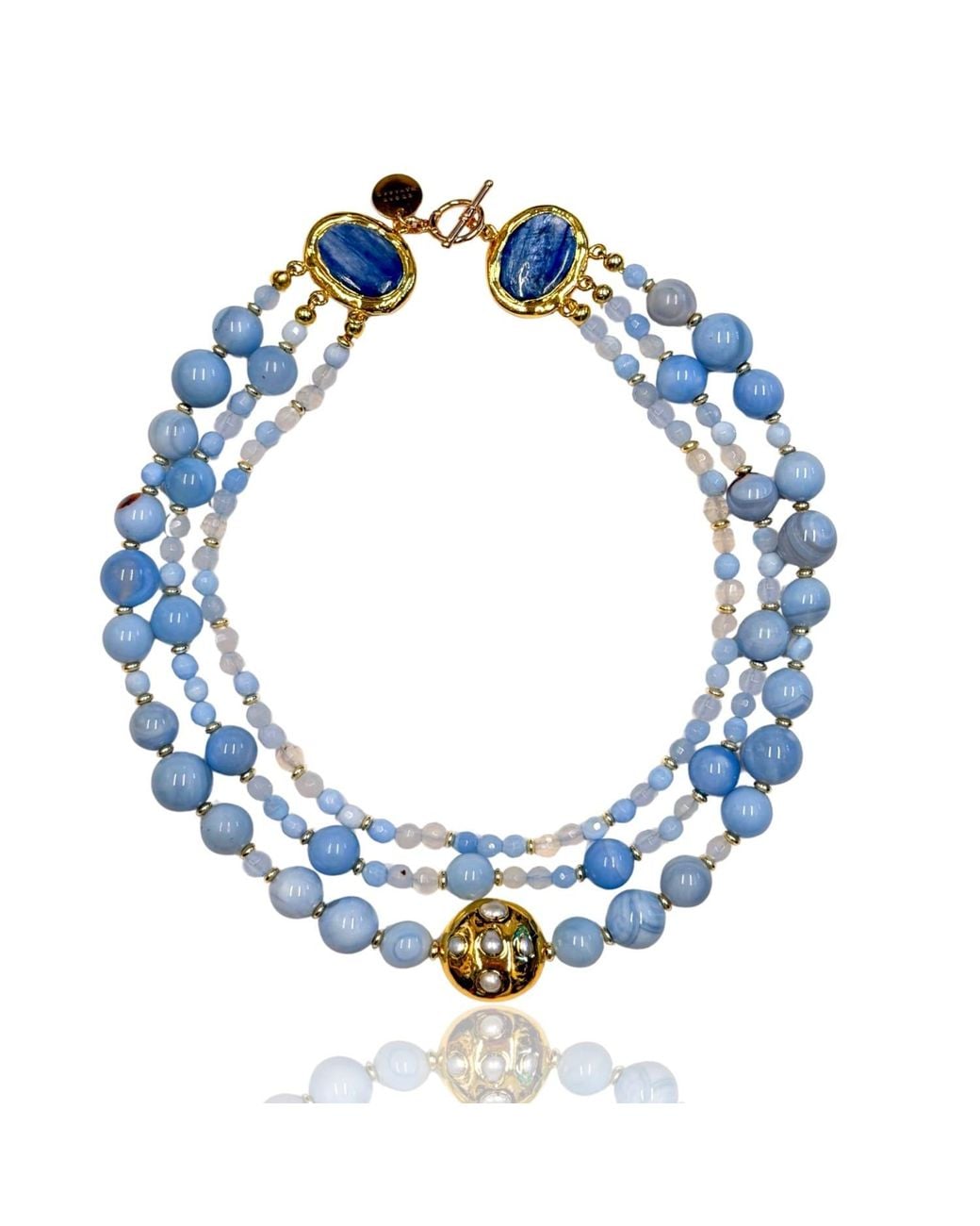 Edgar Navarro Jewelry Blue Edgar Navarro Three Layer Lace Agate Navarro Necklace