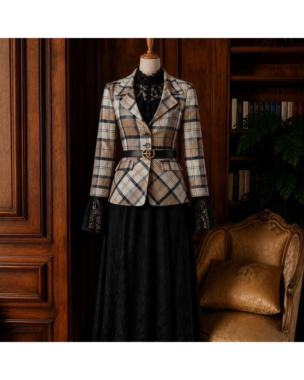NUMBAT Gray Matilda Tartan Wool Blazer