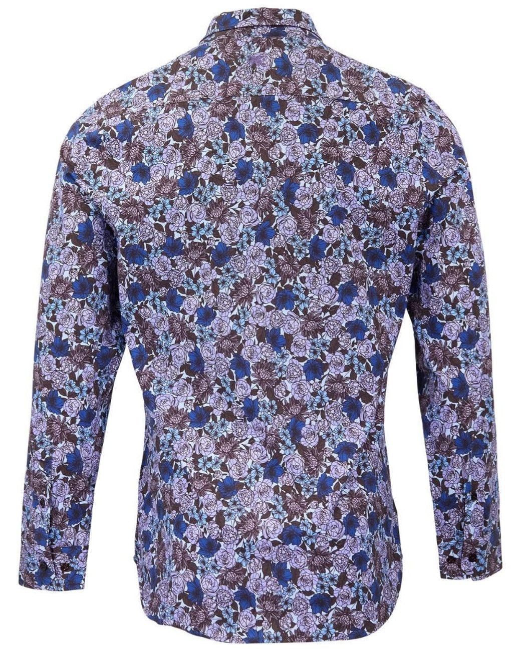Lords of Harlech Blue Simon Ternberg Floral Brownie Stretch Jersey Long-Sleeve Shirt for men