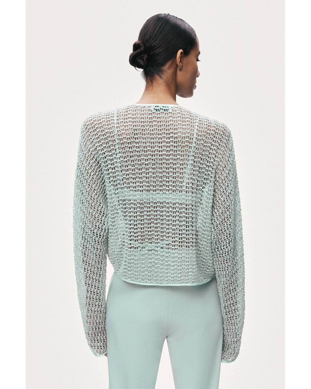 Nocturne Green Wrap Mesh Blouse