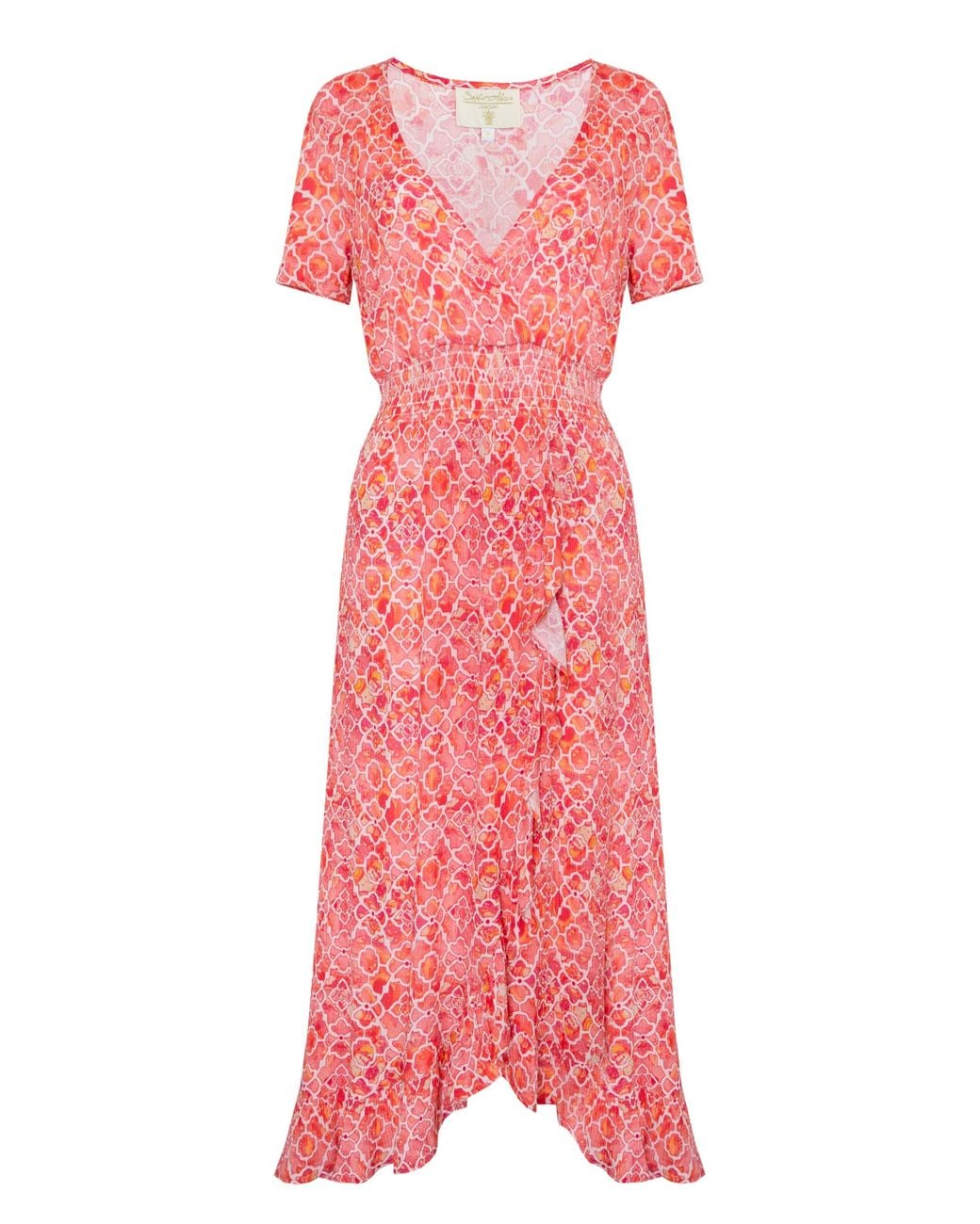 Sophia Alexia Pink Marble Mosaic Croatia Crinkle Midi Dress