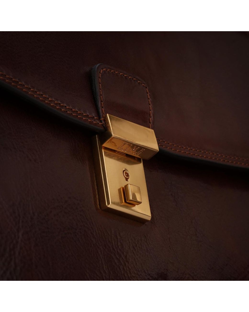 Time Resistance Brown Leather Briefcase for men
