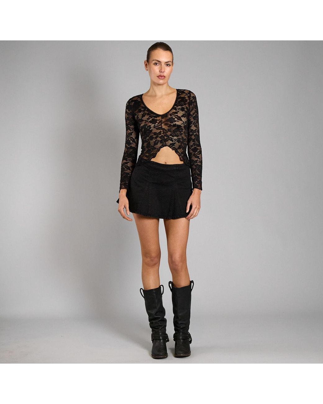 Love and Nostalgia Black Kelly Denim Flip Skirt