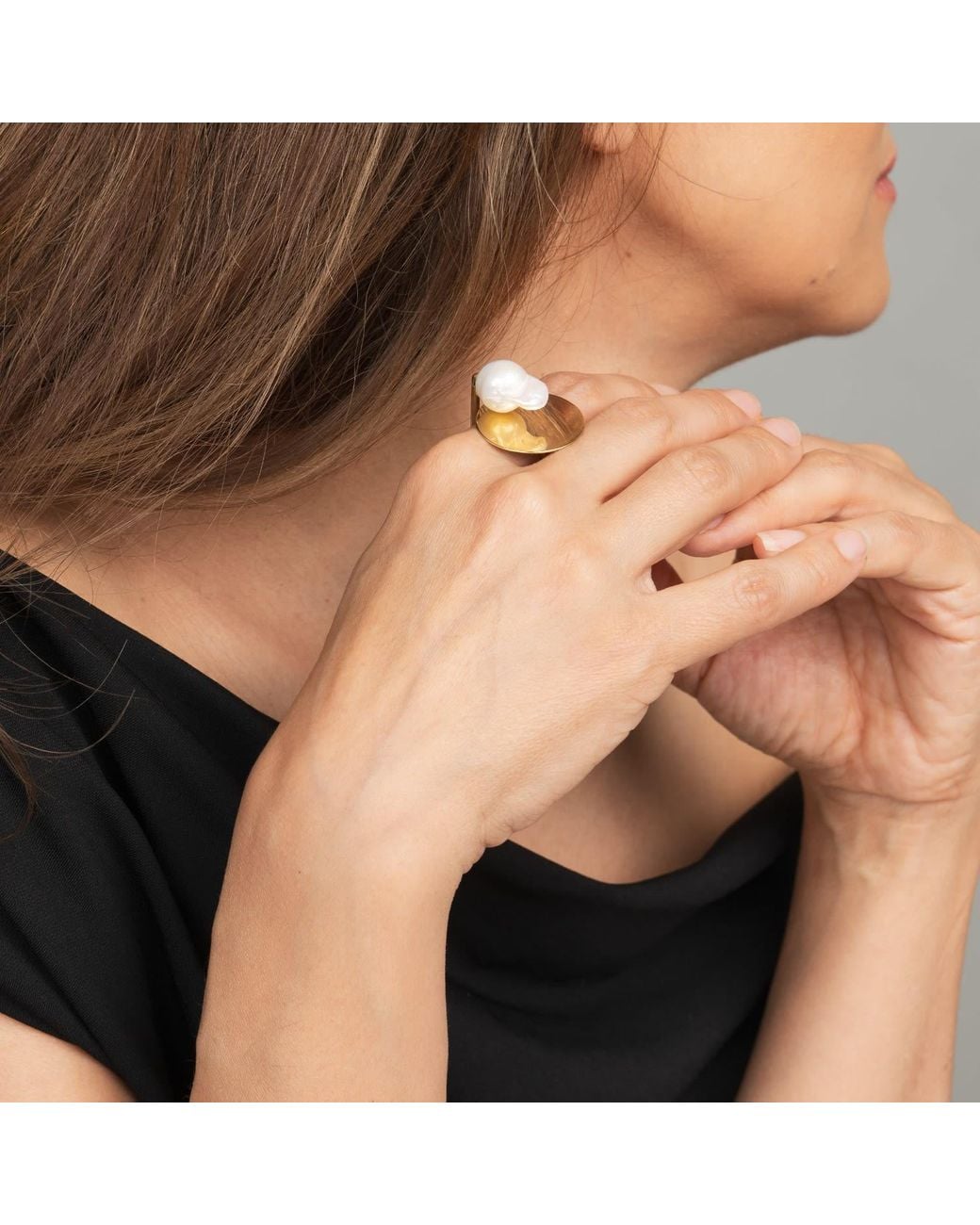 Silver Moon Metallic Pearl Sterling Ring