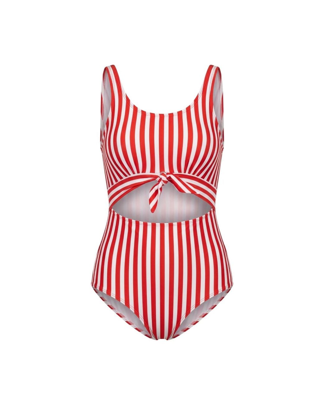 Lime Ricki Swimwear Red Stripe Knotted One-Piece