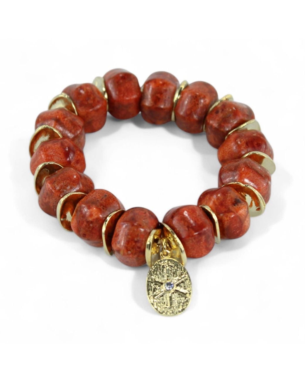 By Virgo Brown Mia Coral Beaded Bracelet