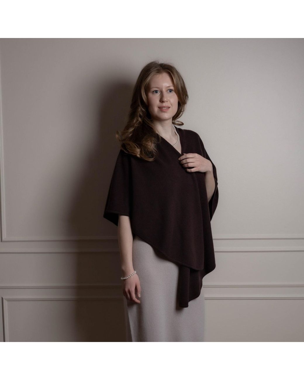 Fiora Muse Purple Open Front Cashmere Poncho