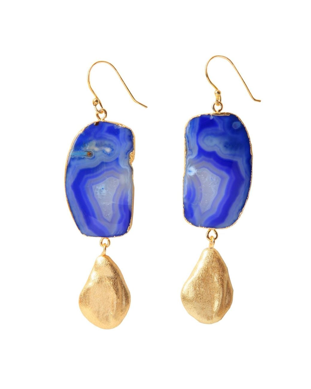 YAA YAA LONDON Blue Hold The Baby Agate Statement Earrings