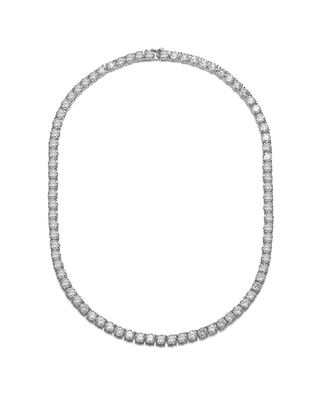 Genevive Jewelry Metallic Rachel Glauber Plated Clear Round Cubic Zirconia Tennis Necklace