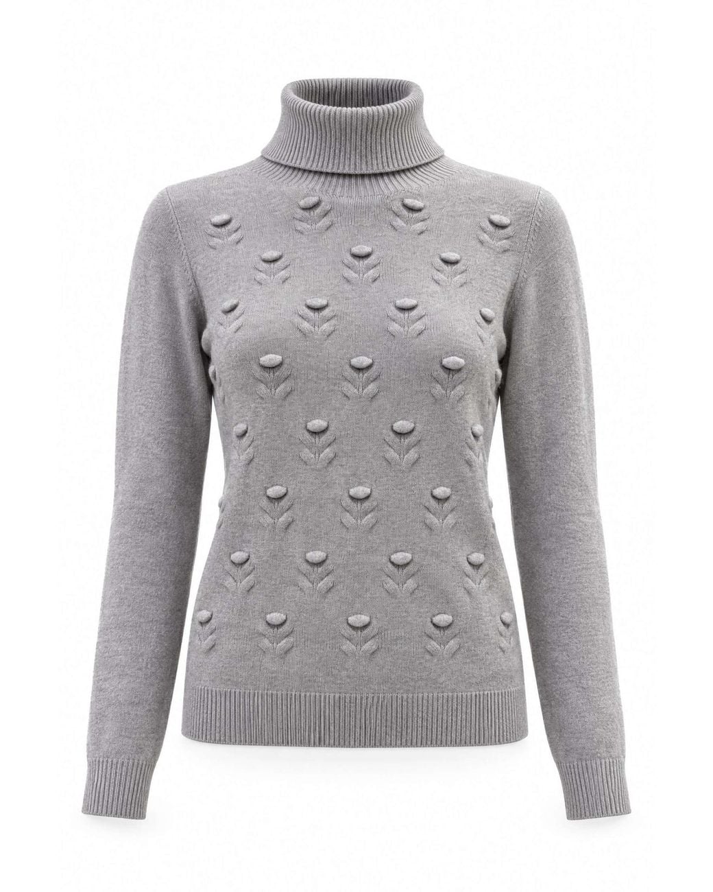 James Lakeland Gray Floral Roll Neck Jumper