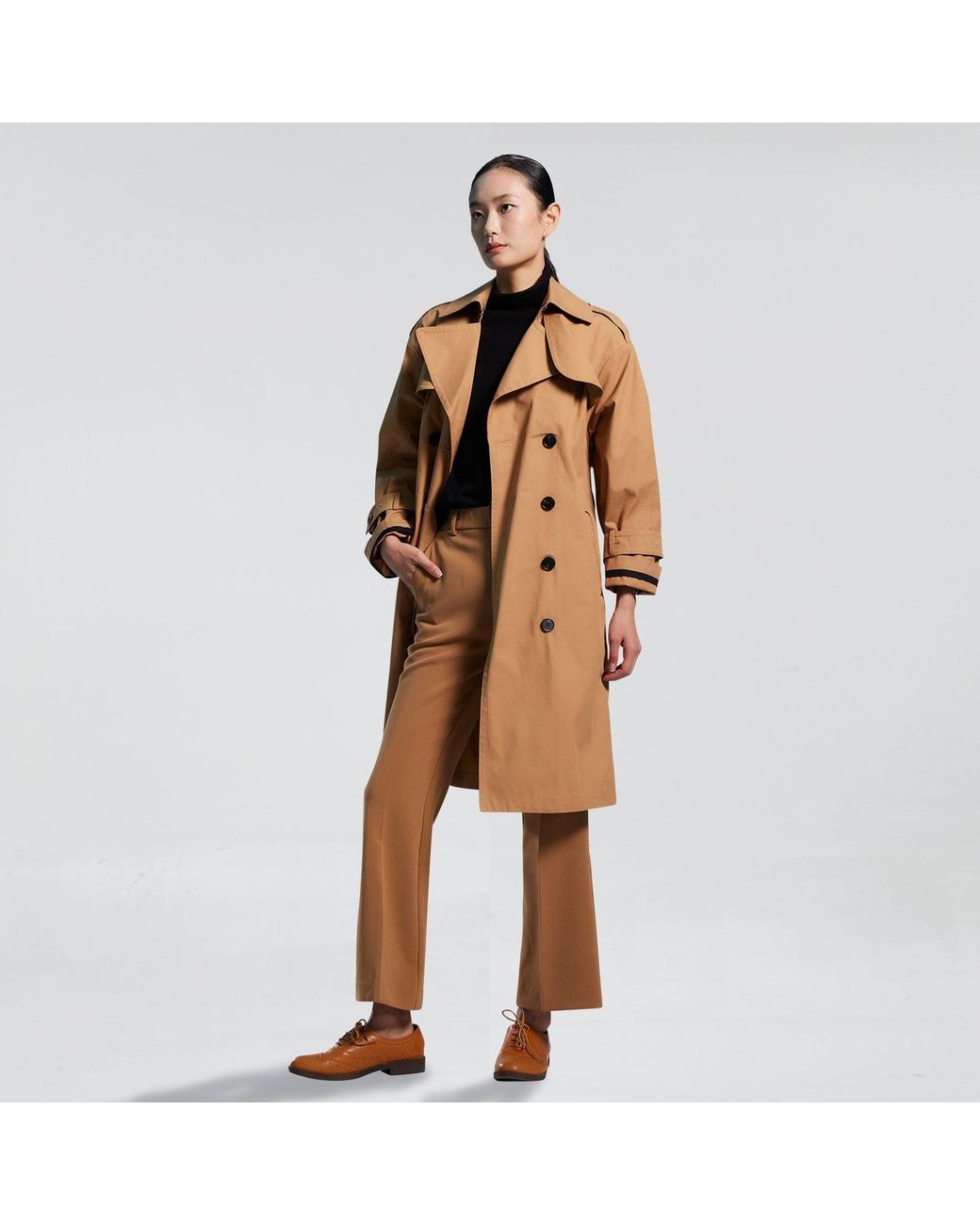 Smart and Joy Natural Trench With Contrasting Belt