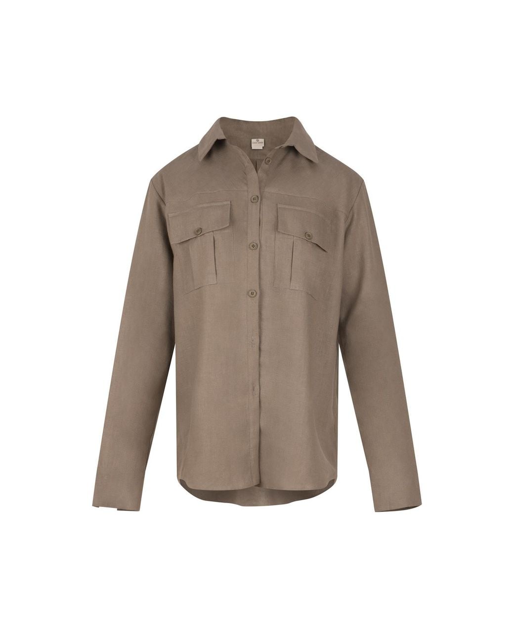 Gunda Hafner Ltd Gray Neutrals Khaki Linen Safari Shirt