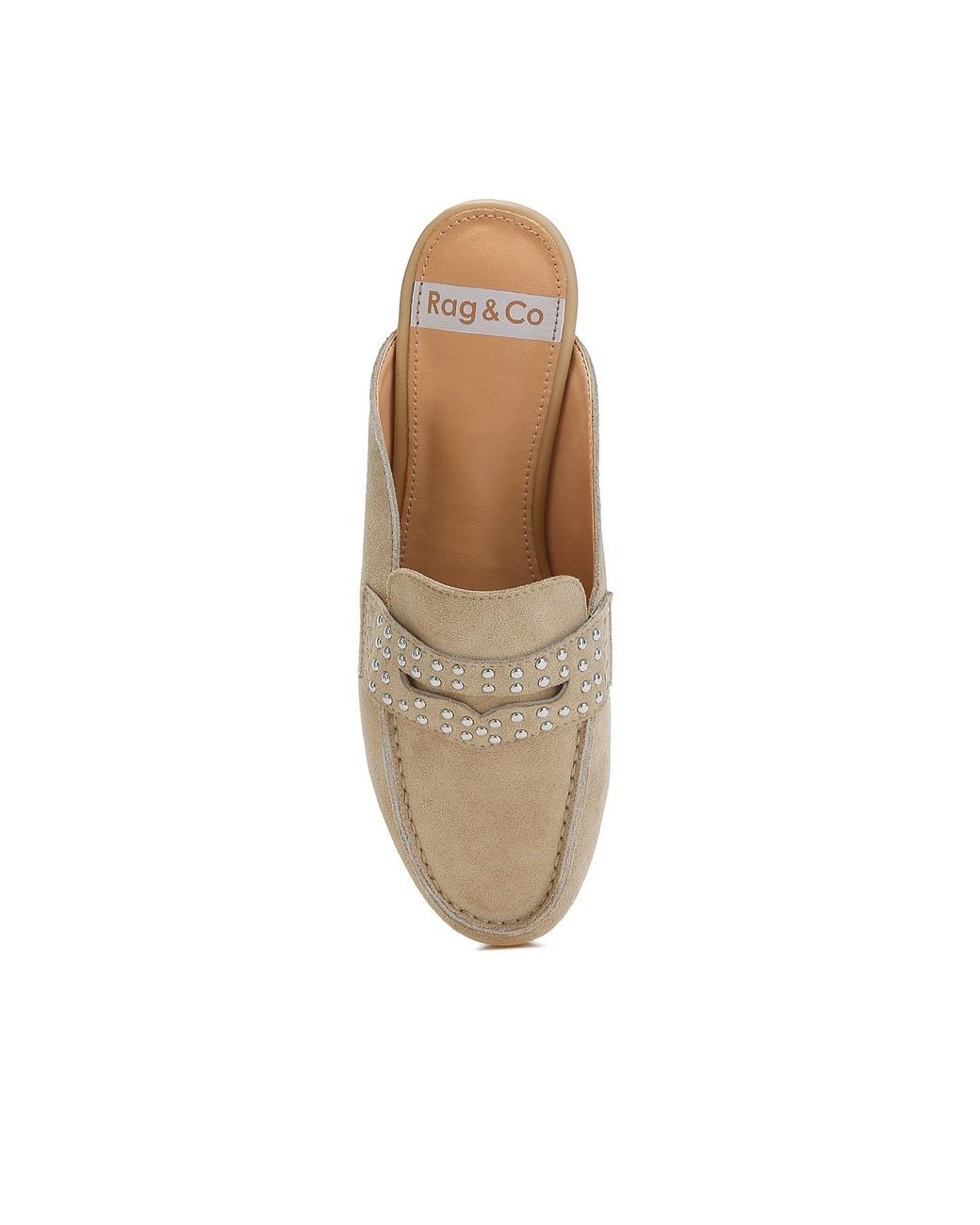 Rag & Co Natural Neutrals Eve Park Stud Embellished Penny Strap Mules