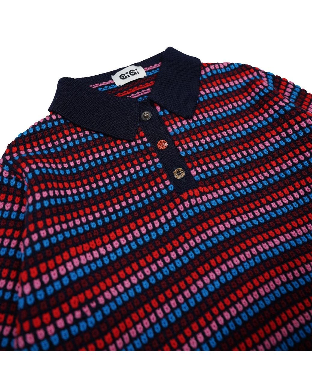 Gigi Knitwear Purple Mismatch Polo Sweater